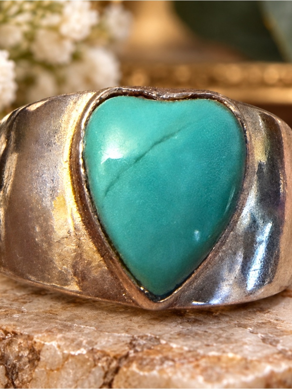 925 Sterling Silver Kingman Stabilized Turquoise Ring – Size 8